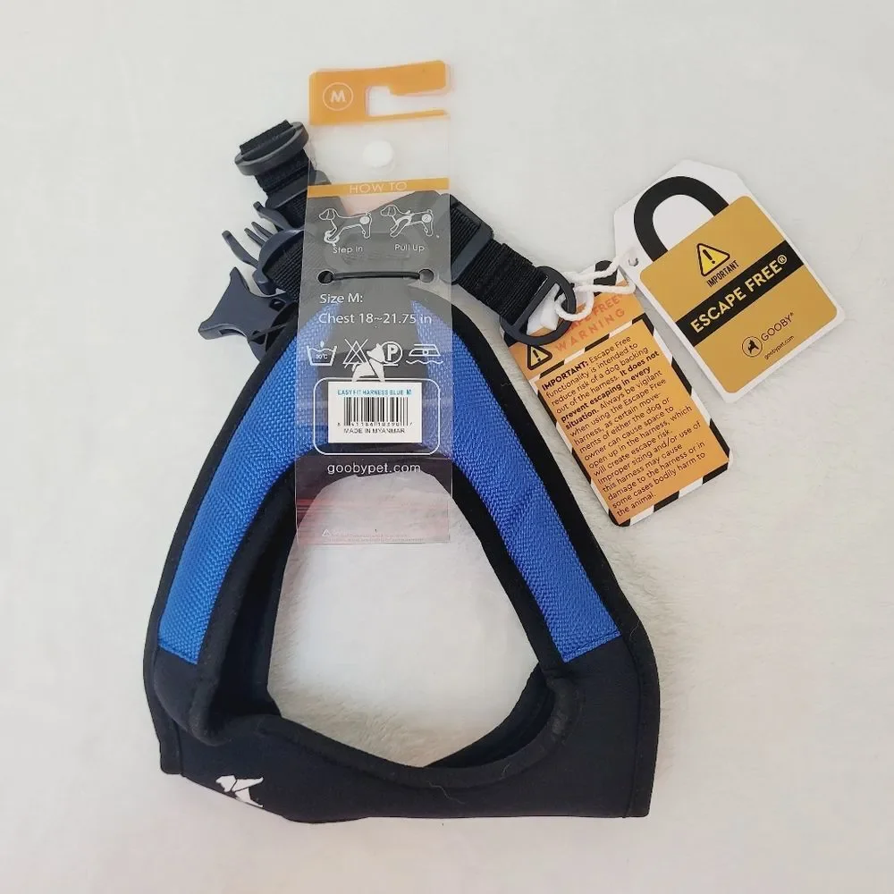 Gooby Escape Free Easy Fit Dog Harness Blue Medium 18 to 21.75 Inch Chest New